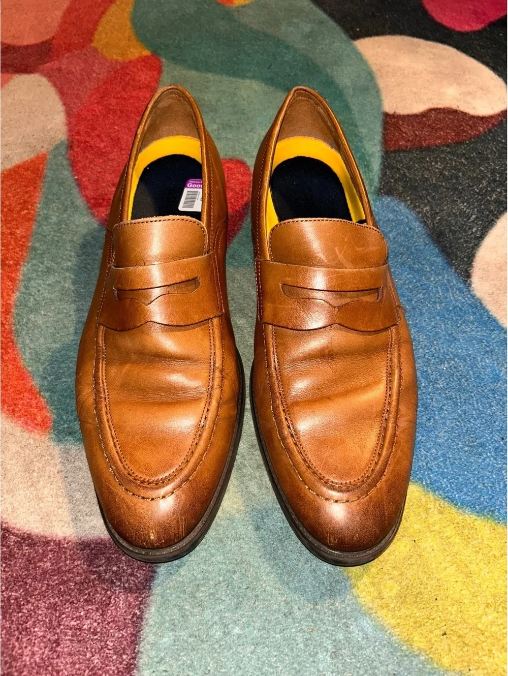 Cole Haan Men's Brown Leather Penny Loafers Dress Shoes